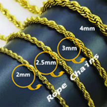Rope Chain Size Chart